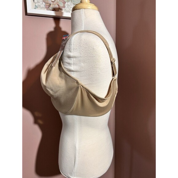 Lilyette By Bali Minimizer Underwire Bra 42DDD Lace Trim Unpadded Beige New - Picture 6 of 8